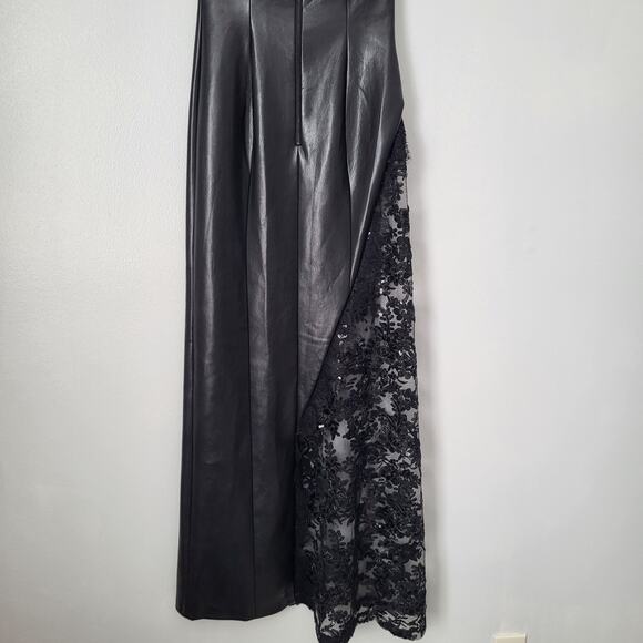 ALICE + OLIVIA Retha strapless vegan leather black sequined gown Maxi Dress Sz 0 - Picture 14 of 16